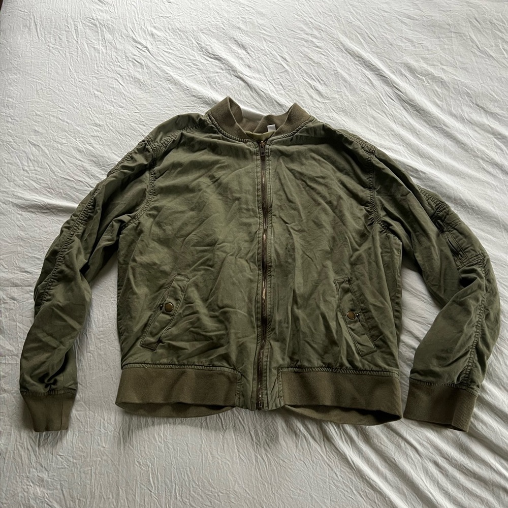 bp Green Bomber Jacket with Ribbed Cuffs
